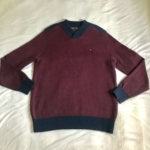 Vintage Tommy Hilfiger V-Neck Patterned Sweater LG